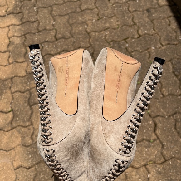 Unique Vince Camuto Beige Platform Booties Heels 8.5 - Picture 8 of 11